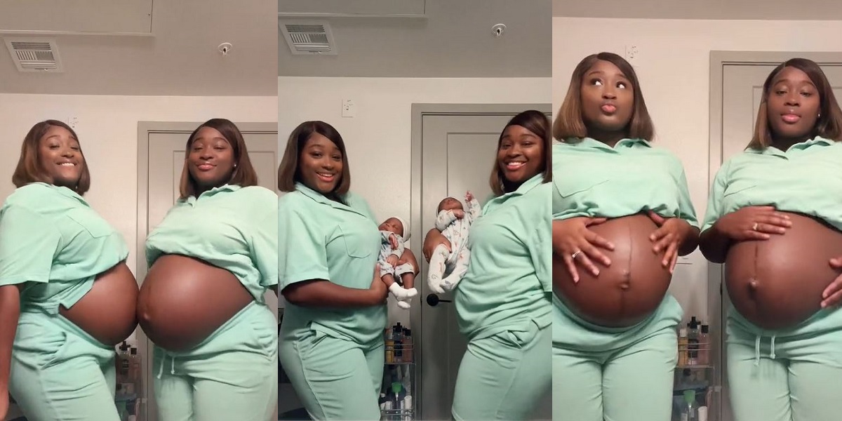 Identical twin sisters who became pregnant at same time deliver on same day (Video)