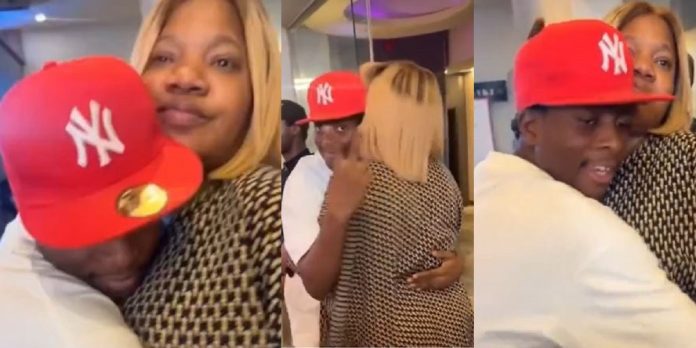 “At least respect her husband” – Video of comedian Sydney Talker holding Toyin Abraham ‘inappropriately’ sparks outrage (Watch)