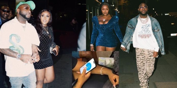 “Baby on the way?” – Reactions as Davido’s partner, Chioma is spotted checking menstrual cycle tracking app in viral video (Watch)