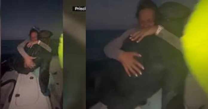 Emotional moment man lost at sea for hours is found by his family while searching for him by boat (video)