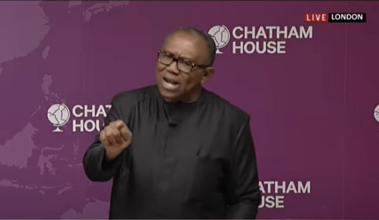 Peter Obi addressing Chatham House