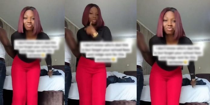 Lady shows off ‘sugar daddy’, tells his children to forget about their school fees (Video)