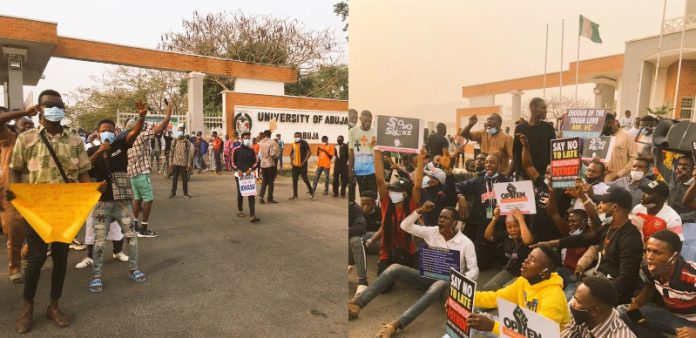 UNIABUJA students protet hike in tuition fees