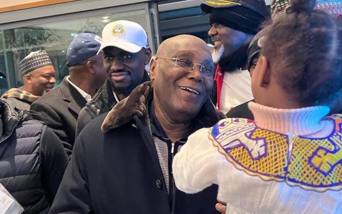 Pictorial: Atiku arrives UK for meeting with British govt