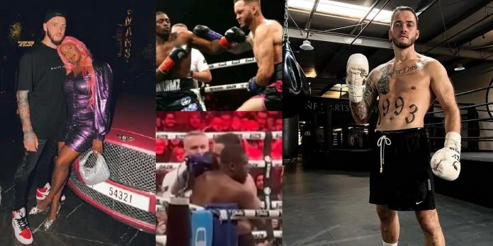 Reactions as Dj Cuppy’s Fiancé, Ryan Taylor quits boxing match after a blow to the face in first round (Video)