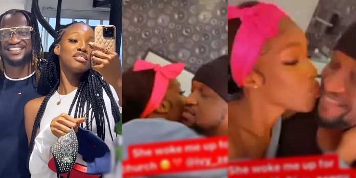 Singer Paul Okoye shares romantic video as lover, Ifeoma, wakes him up with kisses in bed (video)