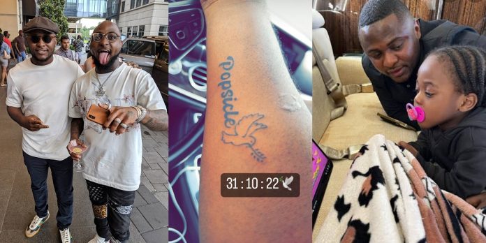 Ubi Franklin tattoos singer Davido’s late son, Ifeanyi’s nickname on his arm