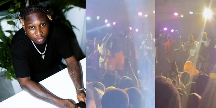 Video captures moment Nigerian rapper, Zlatan fought off a fan for trying to steal from him at a concert (WATCH)