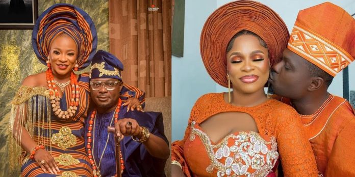 Actor Kunle Afod’s wife, Desola reacts as he calls for prayers on their marriage