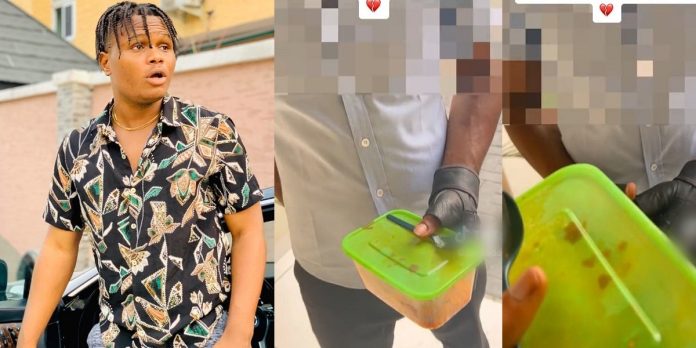 Comedian, Oluwadolarz confronts delivery man who ate part of his food (Video)