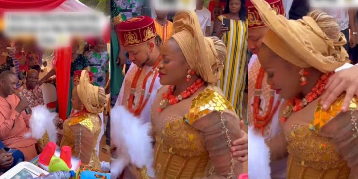 Emotional moment actress, Uche Ogbodo broke down in tears while her father prayed for her at her wedding (Video)