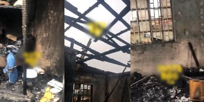 “Everything is gone” – Lady devastated after returning from the market to meet her apartment burnt to the ground (Video)