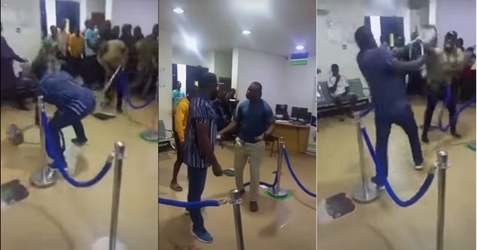 Frustrated Nigerians exchange blows inside banking hall as Naira scarcity persists (video)