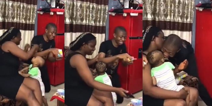 Heartwarming moment Nigerian man fell to his knees after wife surprised him with airpods (Video)