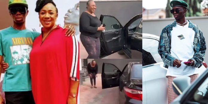 Heartwarming moment rapper, Blaqbonez gifted his mother a brand new car on her birthday (Watch)