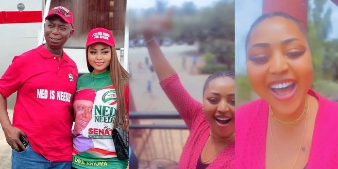 “It’s about to be a carnival” – Actress Regina Daniels celebrates as husband, Ned Nwoko wins Senatorial seat (Video)