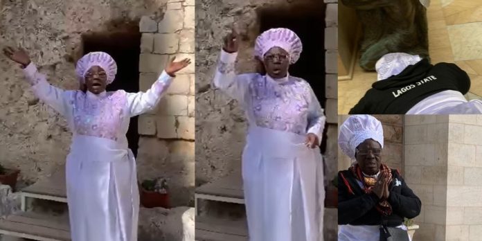 Mixed reactions as actress Mama Rainbow storms Jerusalem to pray for Nigeria (Video)