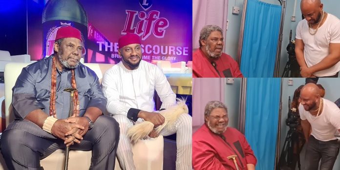 “The high point of my career” –  Actor, Yul Edochie excited as he gets endorsement from his father, Pete after 18 years (Video)