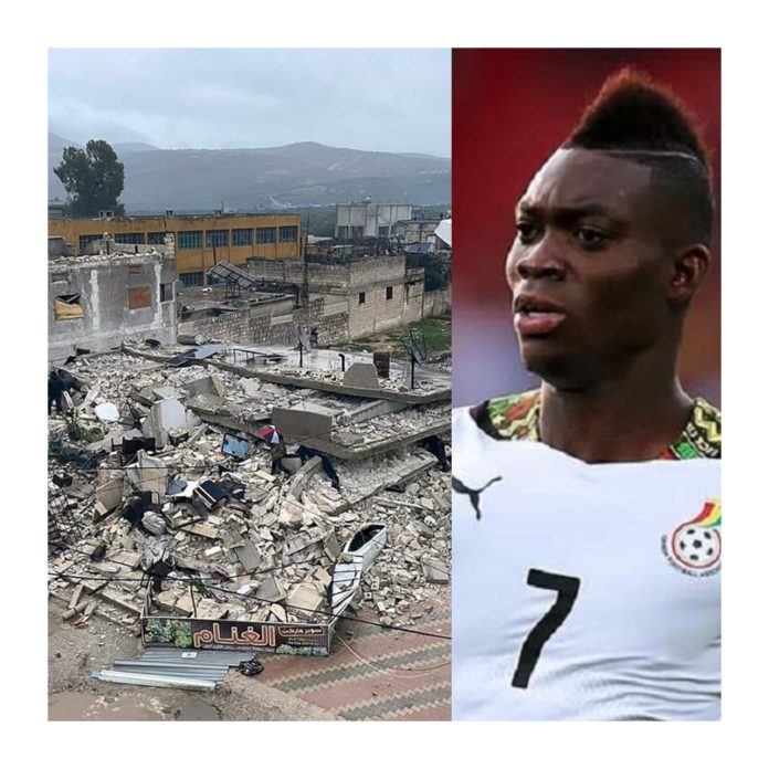 Turkey earthquake scene and Christian Atsu