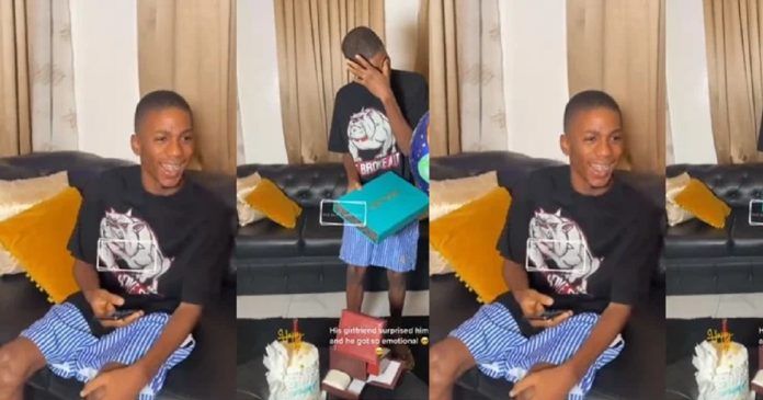 Emotional moment a lady paid her boyfriend a suprise visit for his Birthday. (VIDEO)