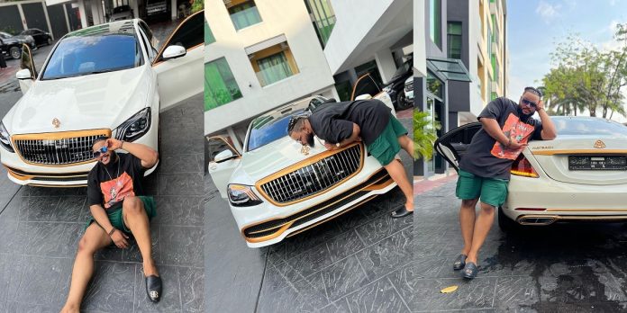 “Miracle no dey tire Jesus” – Reality star, Whitemoney ecstatic as he splashes millions on brand new Mercedes Maybach (Video)