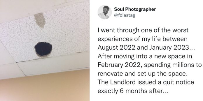 Nigerian man exposes his landlord who enters ceiling to peep at tenants