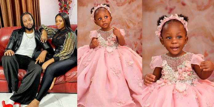 Reality TV stars, Teddy A and BamBam unveil second daughter’s face as she turns one (Photos)