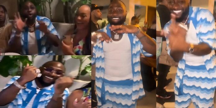 Singer, Davido seen in good spirits at his cousin’s birthday party (video)