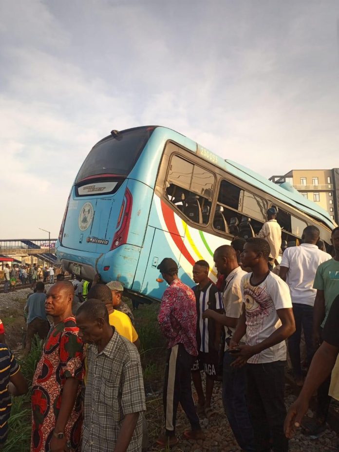 Train Crushes Lagos Govt Staff Bus At Ikeja