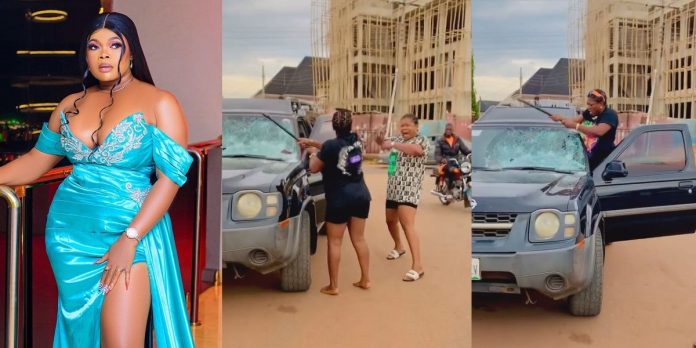 “I am in total shock” – Actress, Ruby Ojiakor cries out as colleague smashes her windscreen in rage (Video)