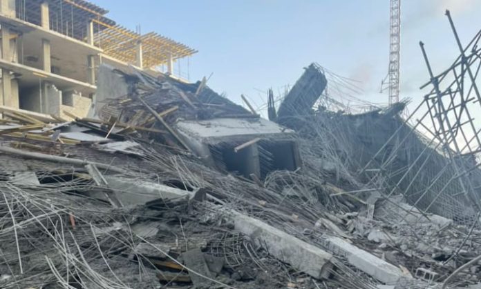 Scene of the building collapse