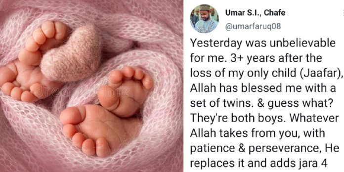 Nigerian man celebrates as his wife delivers twins 3 years after the death of their only child