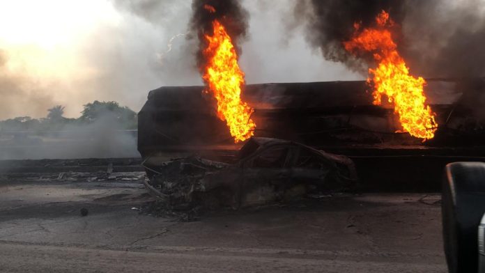 Tanker explodes after colliding with SUV on Lagos-Ibadan Expressway