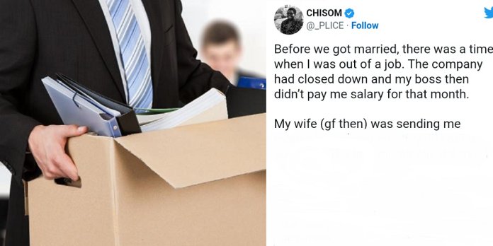 “The first month she did this, I cried like a baby” – Man narrates how his girlfriend helped him after he lost his job