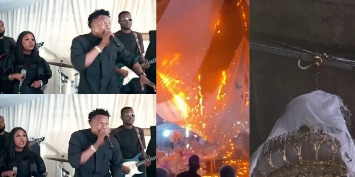 “The show must go on” – Reactions as live band continues performance after fire broke out during wedding reception in Lagos (Video)