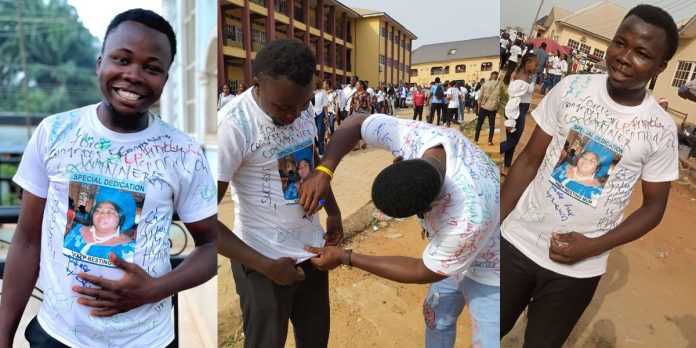 “Your dream for me has been achieved, but you are no more to witness it” – Young man pays tribute to his late mother as he signs out from polytechnic