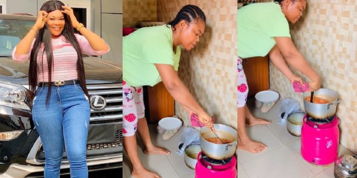 Actress Ruby Ojiakor reacts after being mocked over her kitchen and old utensils (Video)