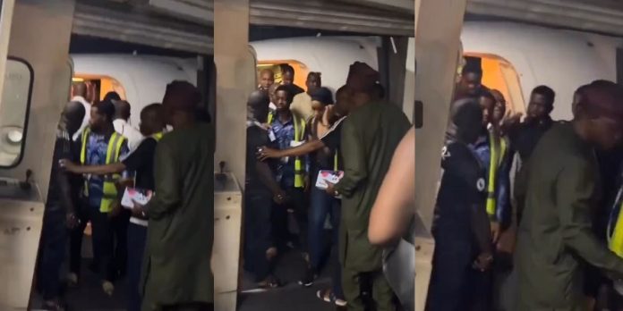 Drama as passenger accuses cabin crew member of stealing his bag of Kilishi (Video)