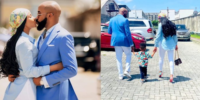 “Excess love” – Banky W gushes as he shares beautiful family photos; wife Adesua reacts