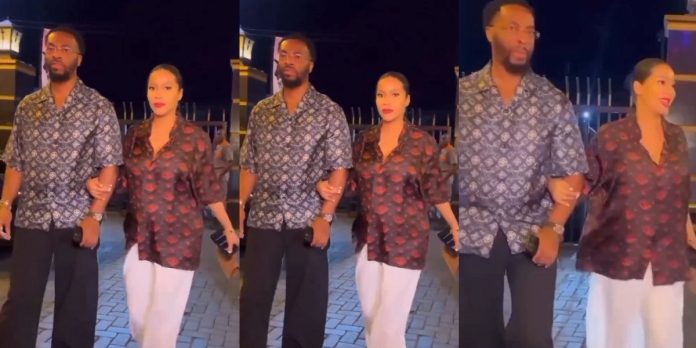 “Press their necks” – Fans reacts as pregnant Maria and lover, Kelvin step out in style (Video)