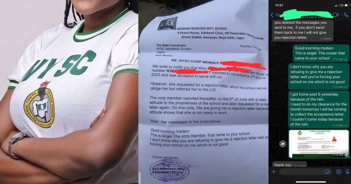 “She came to our school with a nasty attitude” – Corps member shares shocking rejection letter