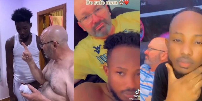 Sweet love: Ghanaian man shares loved-up moments with his Caucasian male lover (Watch)