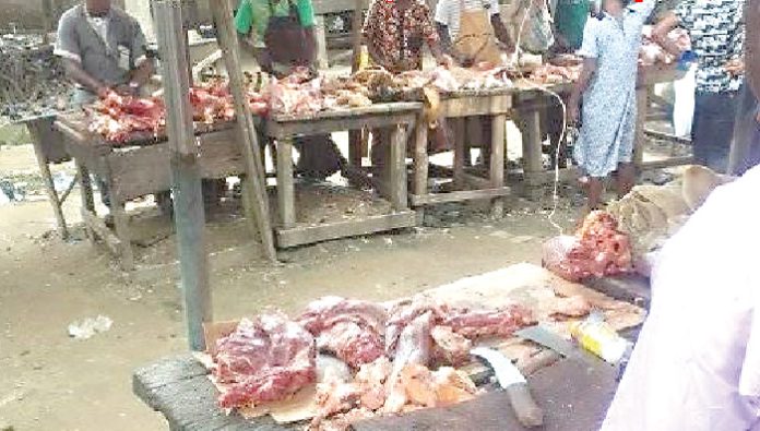 Meat sellers in Magboro market