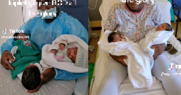 Nigerian woman celebrates abundant blessings as she welcomes triplets after being blessed with twins (Video)