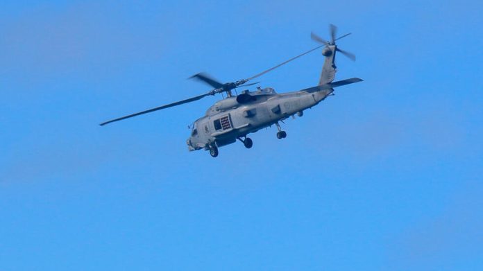 An helicopter mid air