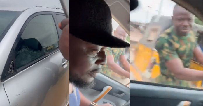 Soldier reportedly damages car of abroad returnee after they cautioned him for driving recklessly (Video)