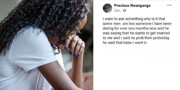 “Some men are liars” – Nigerian lady laments after her boyfriend of two months revealed he’s married