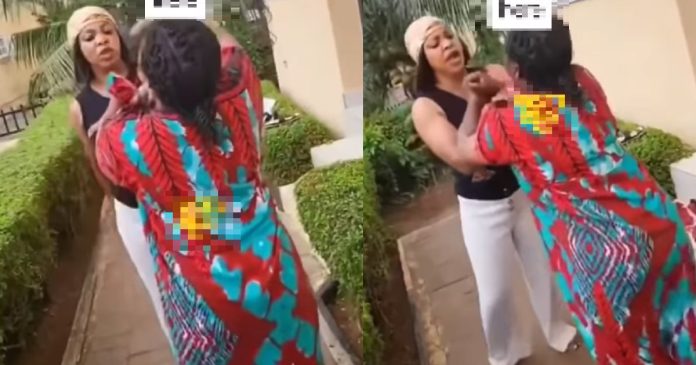 Two domestic workers exchange fists after one alleged that their boss’ child belongs to someone else (Video)