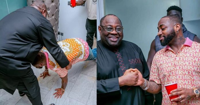 Davido prostrates to greet Dele Momodu years after dissing him (Video)