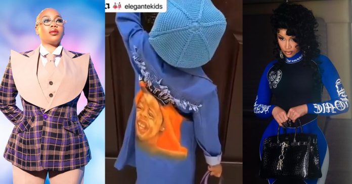 “International stylist” – Netizens commend Toyin Lawani after Cardi B’s daughter rocked one of her outfits